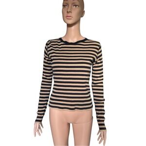 Old Navy Black and Tan Striped Long Sleeve Top